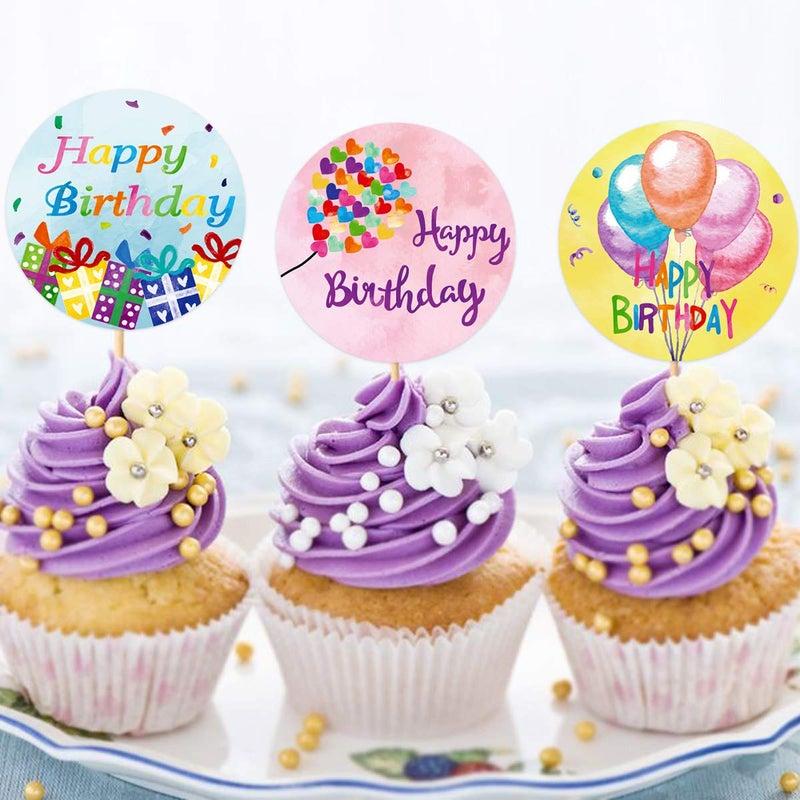 Fancy Land Watercolor Happy Birthday Stickers Perforated 500 Pcs Per Roll for Kids Party Decoration 1.5 Inches Round - Image 3